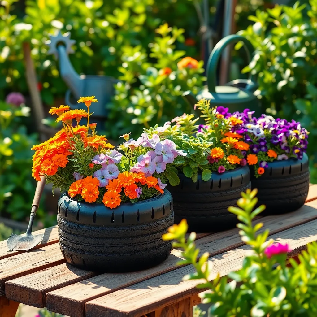 Transform Old Tires into Planters