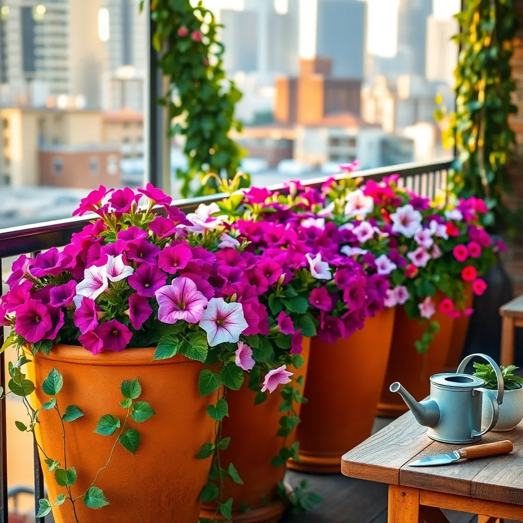 Petunia Planters (Vibrant and Cascading Color)