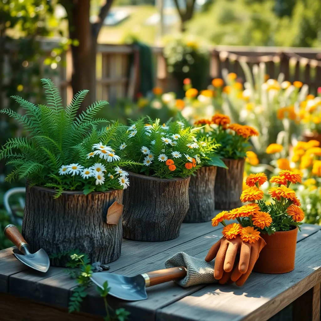 Assemble Rustic Planters from Logs